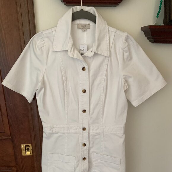 LOFT White Denim Jumper - Picture 1 of 5